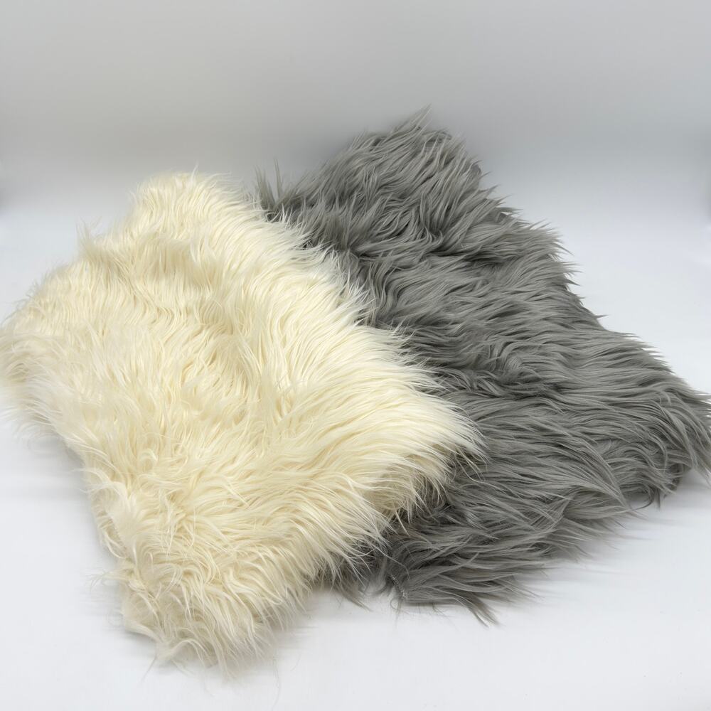 Joann’s Faux Fur Fabric Gray & Cream Long Shag 2.5” Pile 3 2/3 Yards Long NEW
